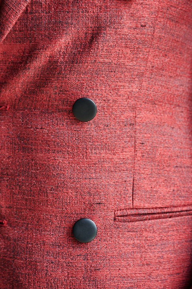 Ruby-Red Double-Breasted Blazer