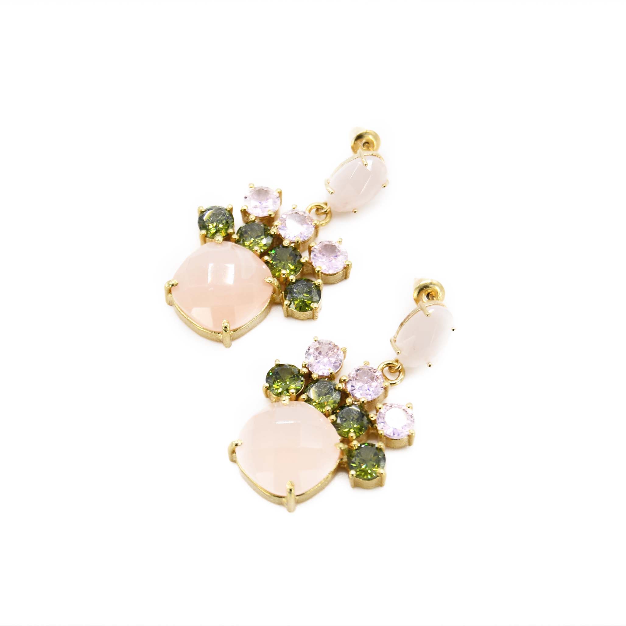 22k Gold Plated Pink Chalcedony Earring