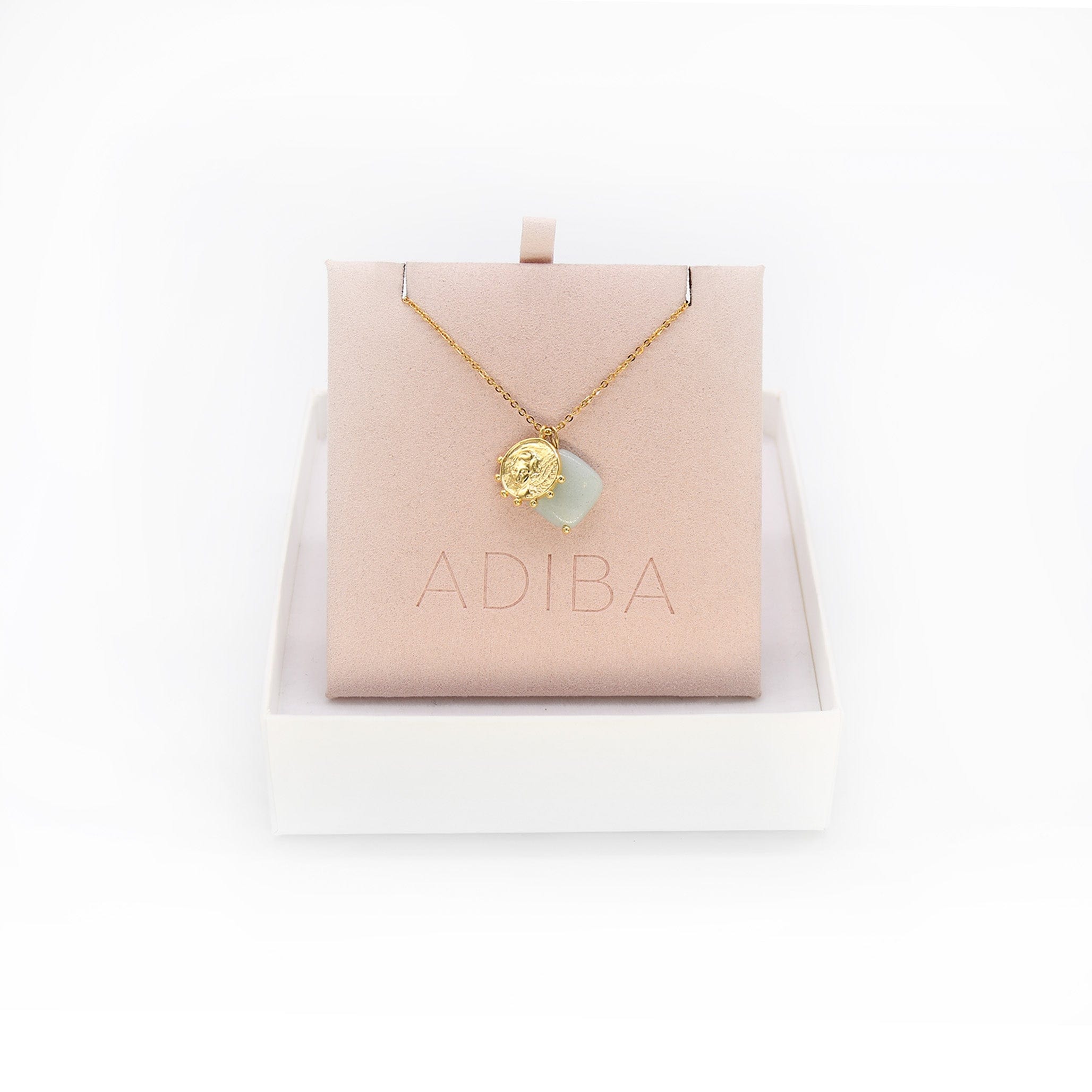 Amazonite Angel Coin Pendant Necklace