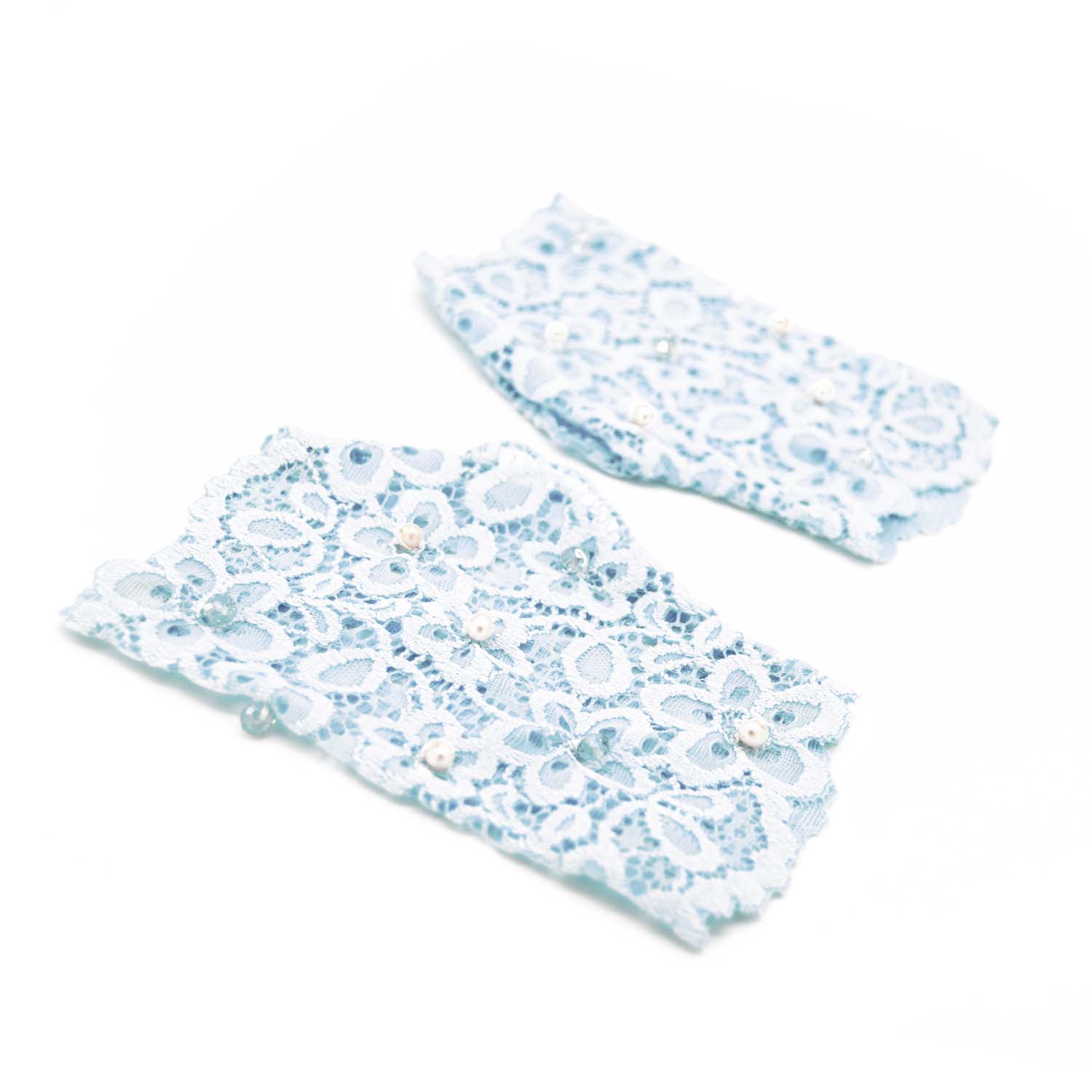 Baby Blue Fingerless lace gloves