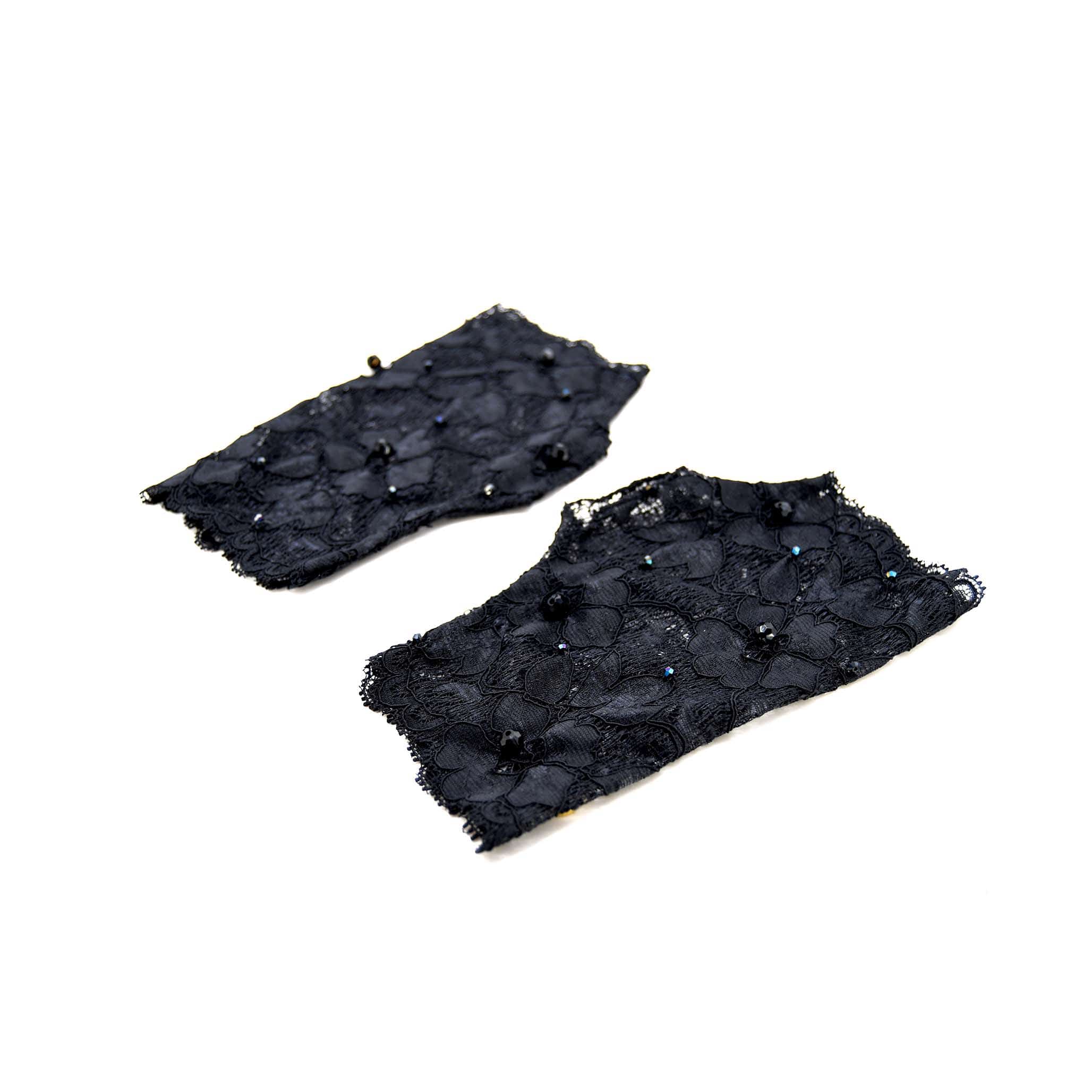 Black Floral lace fingerless gloves