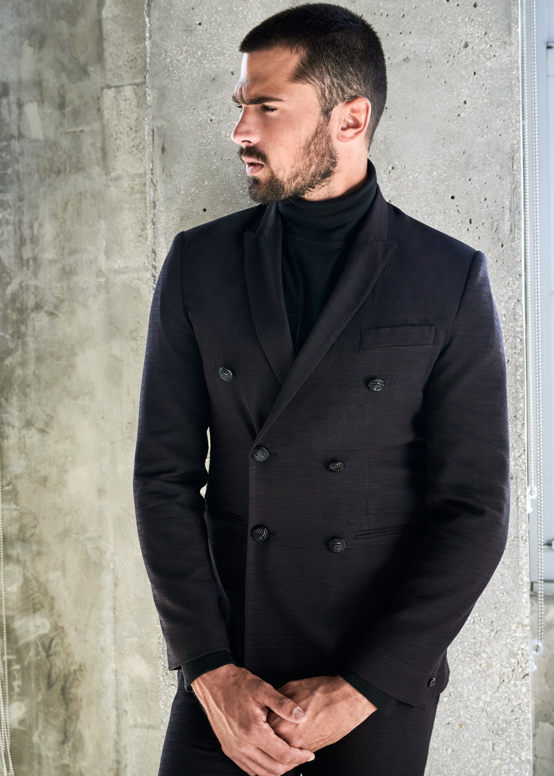 Onyx Black Double-Breasted Blazer