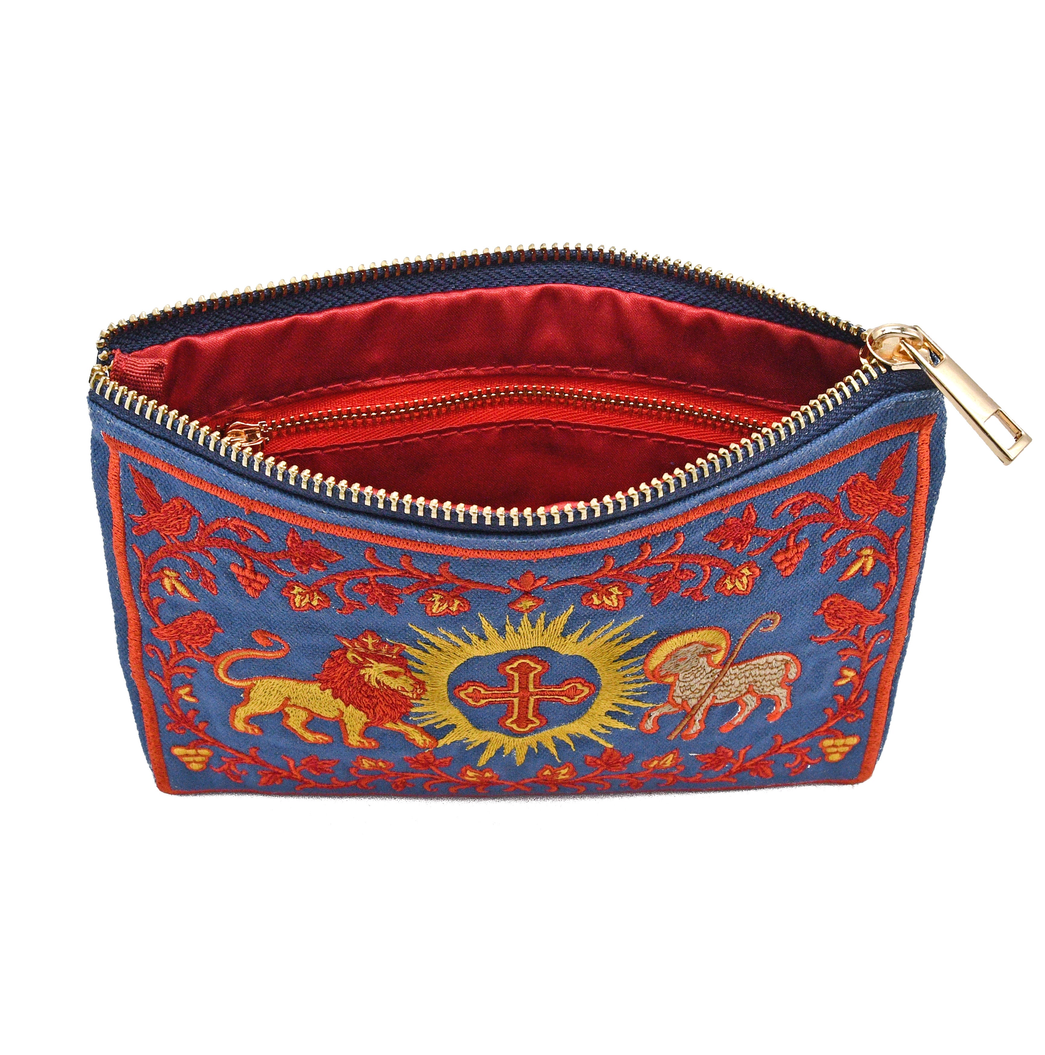 The Lion & The Lamb Embroidered Pouch