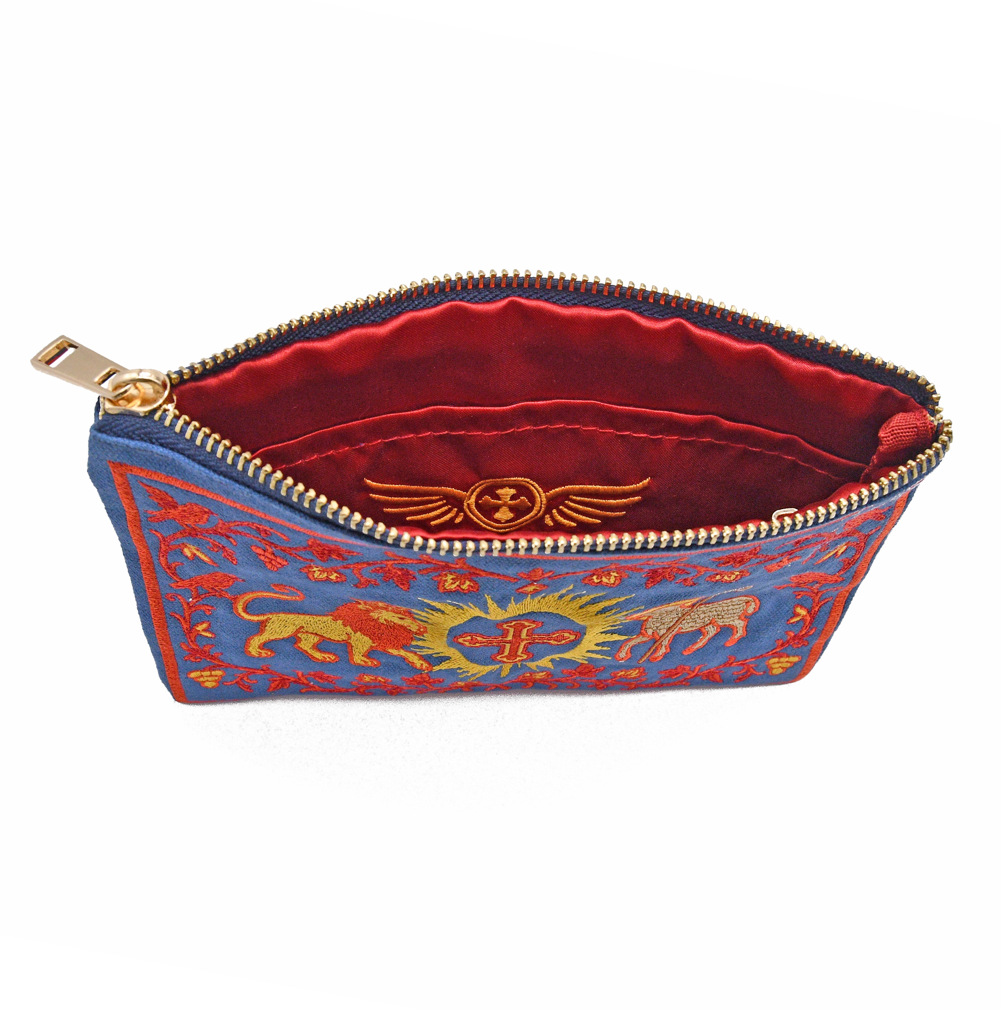 The Lion & The Lamb Embroidered Pouch