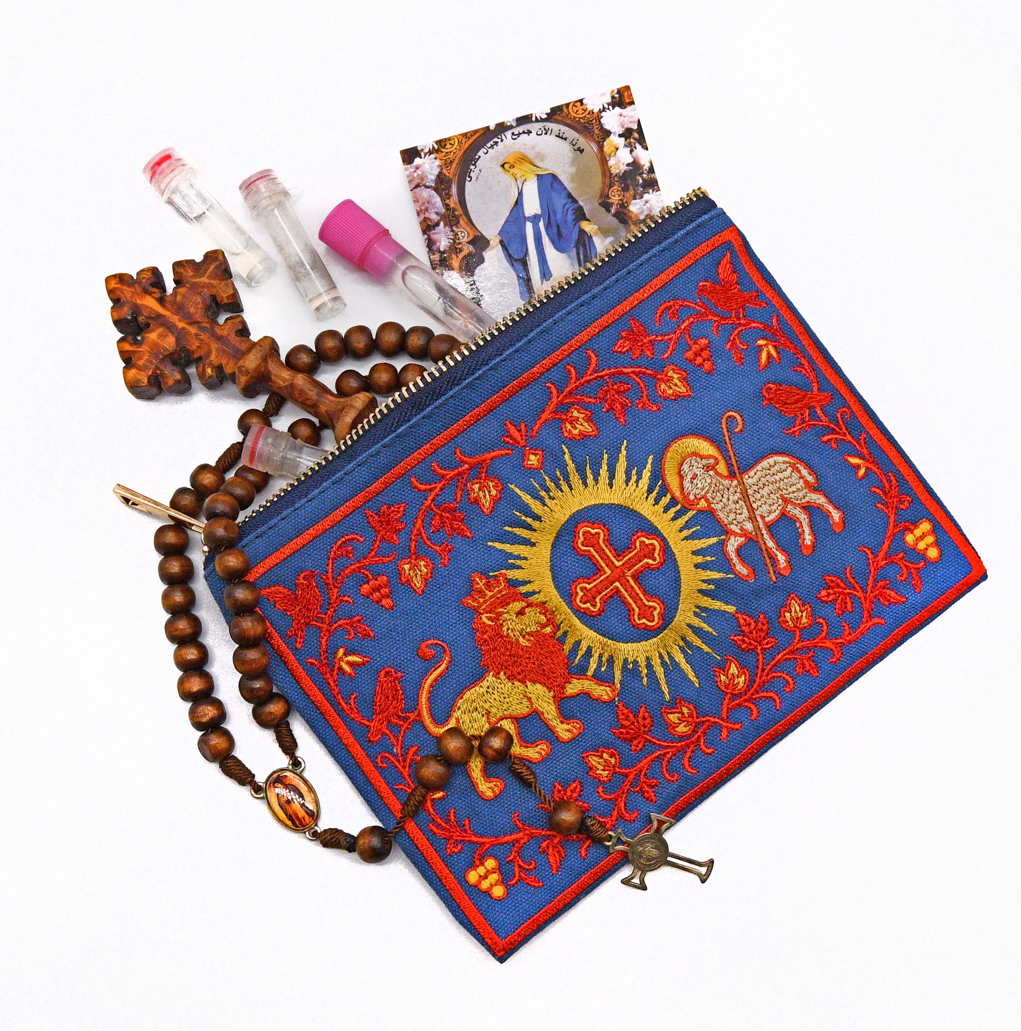 The Lion & The Lamb Embroidered Pouch