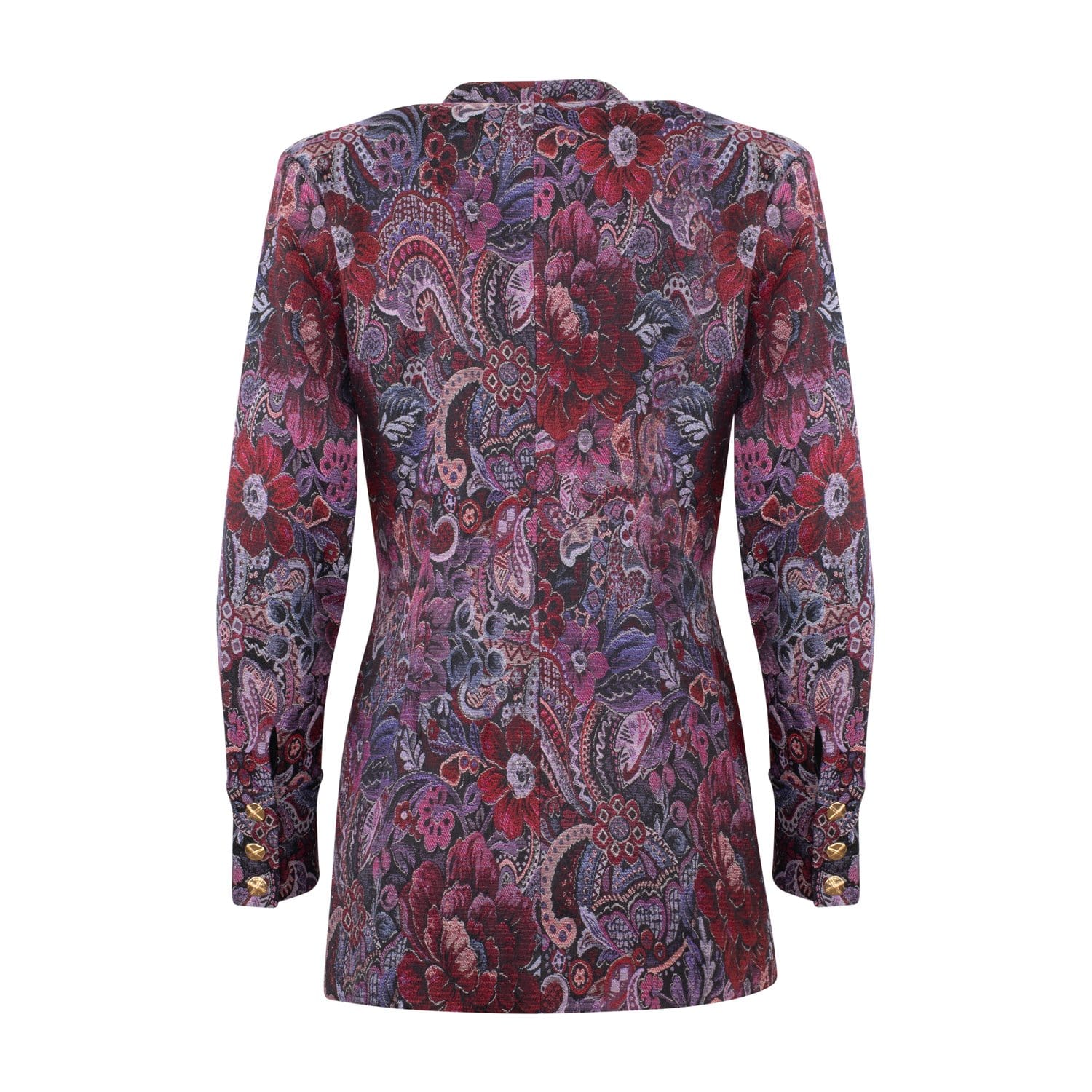 Jacquard Floral Fitted Long Blazer