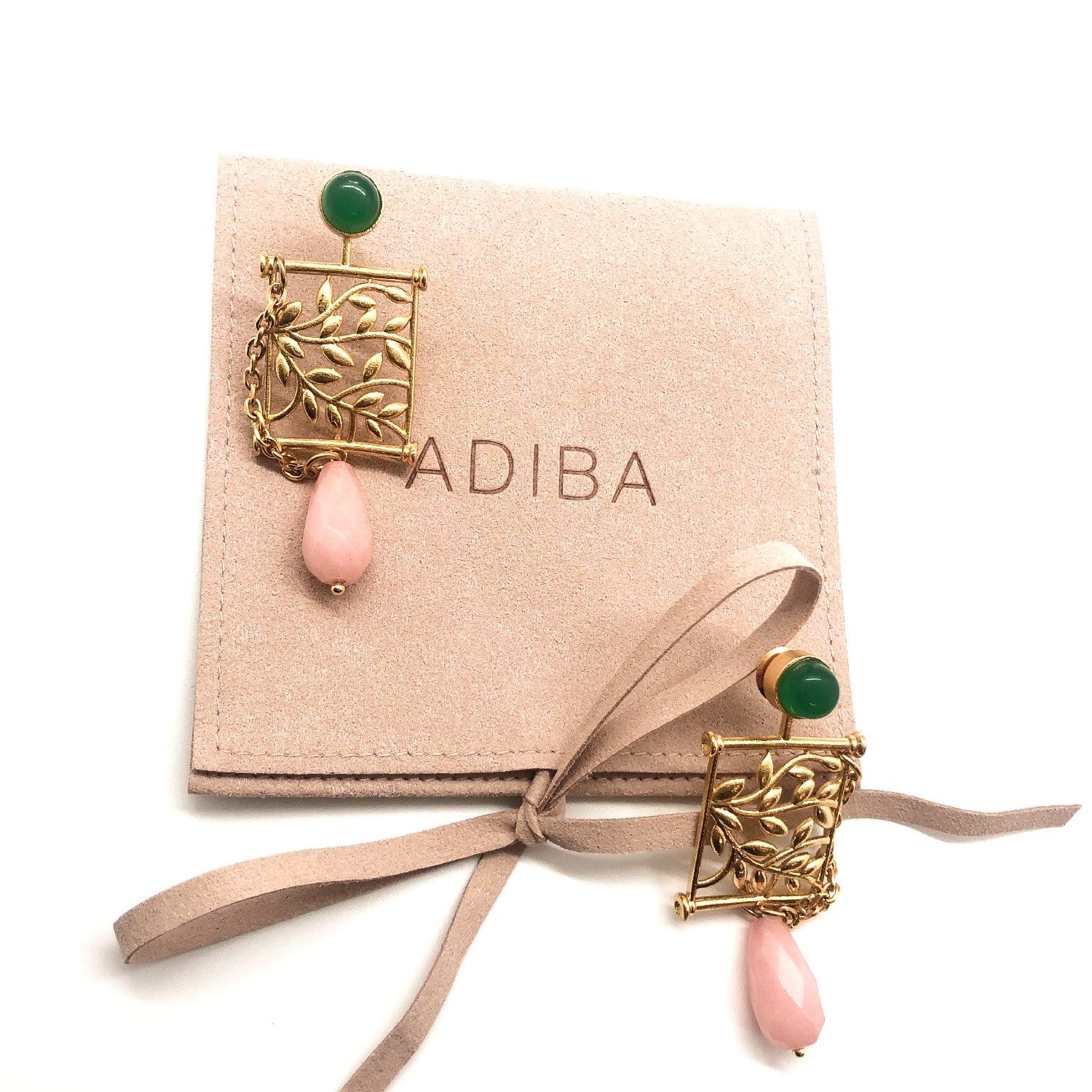 Pink Jade Stone Earring