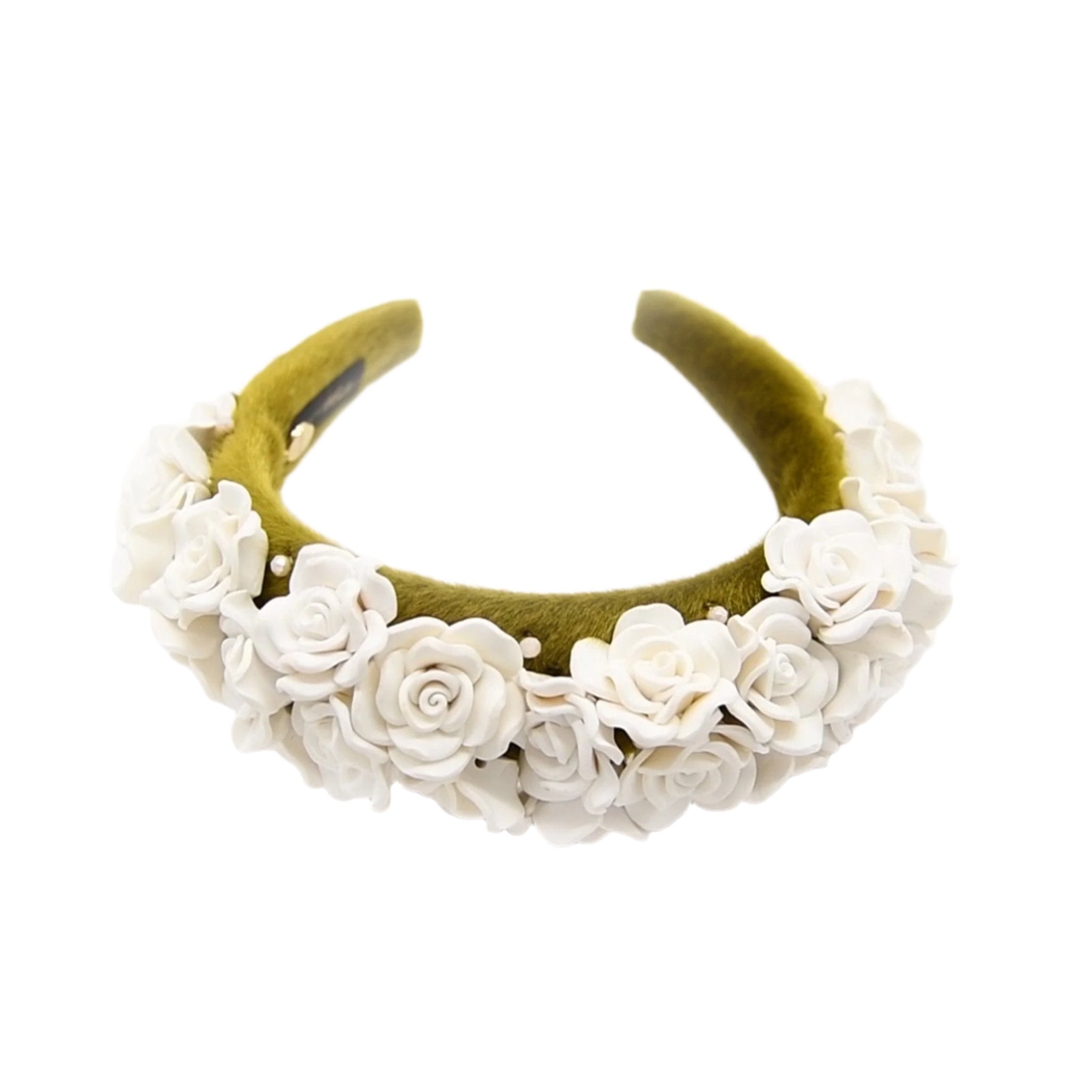 Olive Green Floral Vanilla Headband