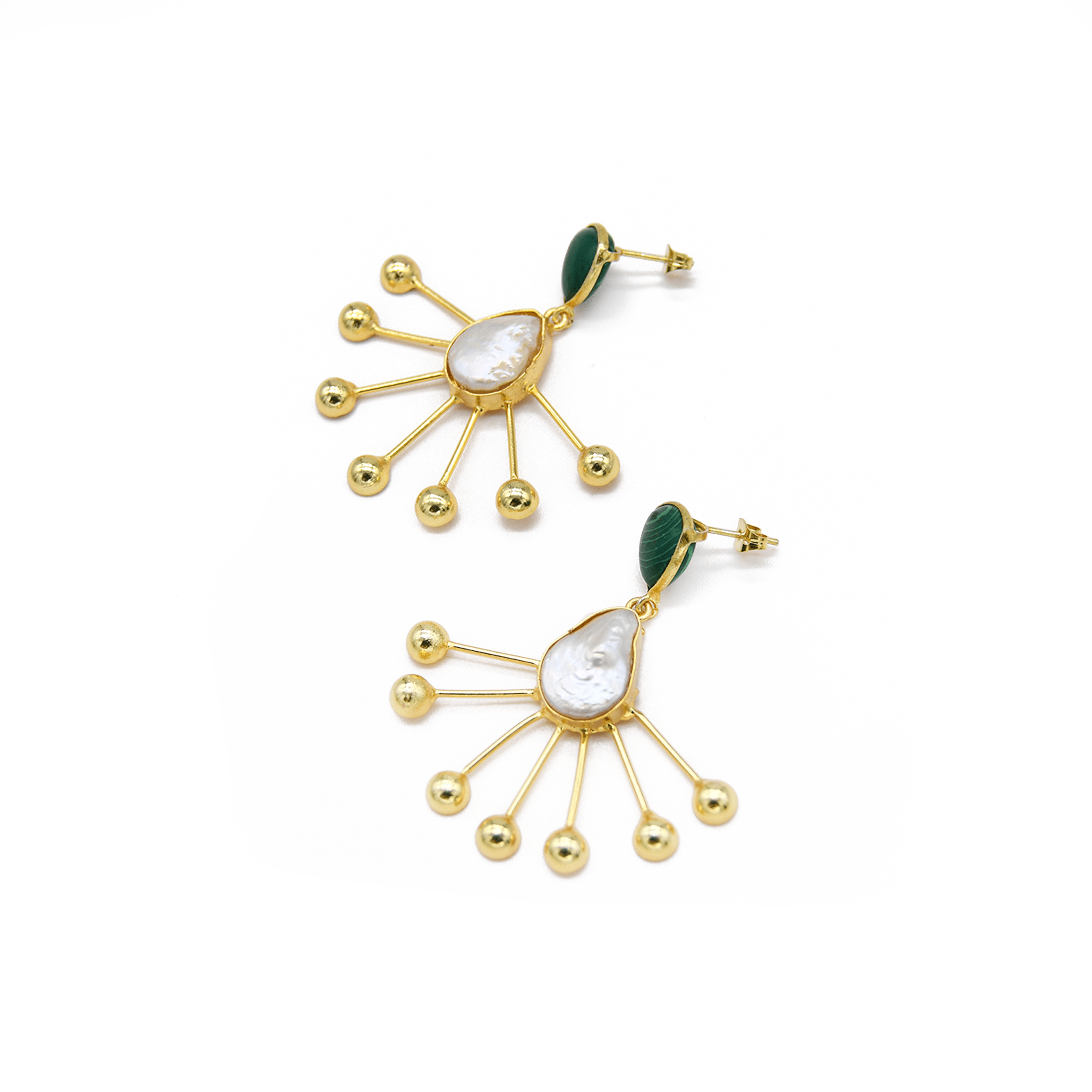 Malachite & Baroque Pearl Earring