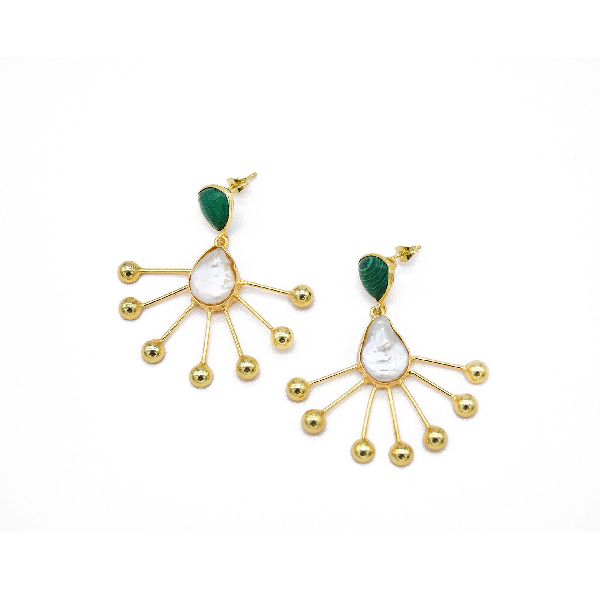 Malachite & Baroque Pearl Earring