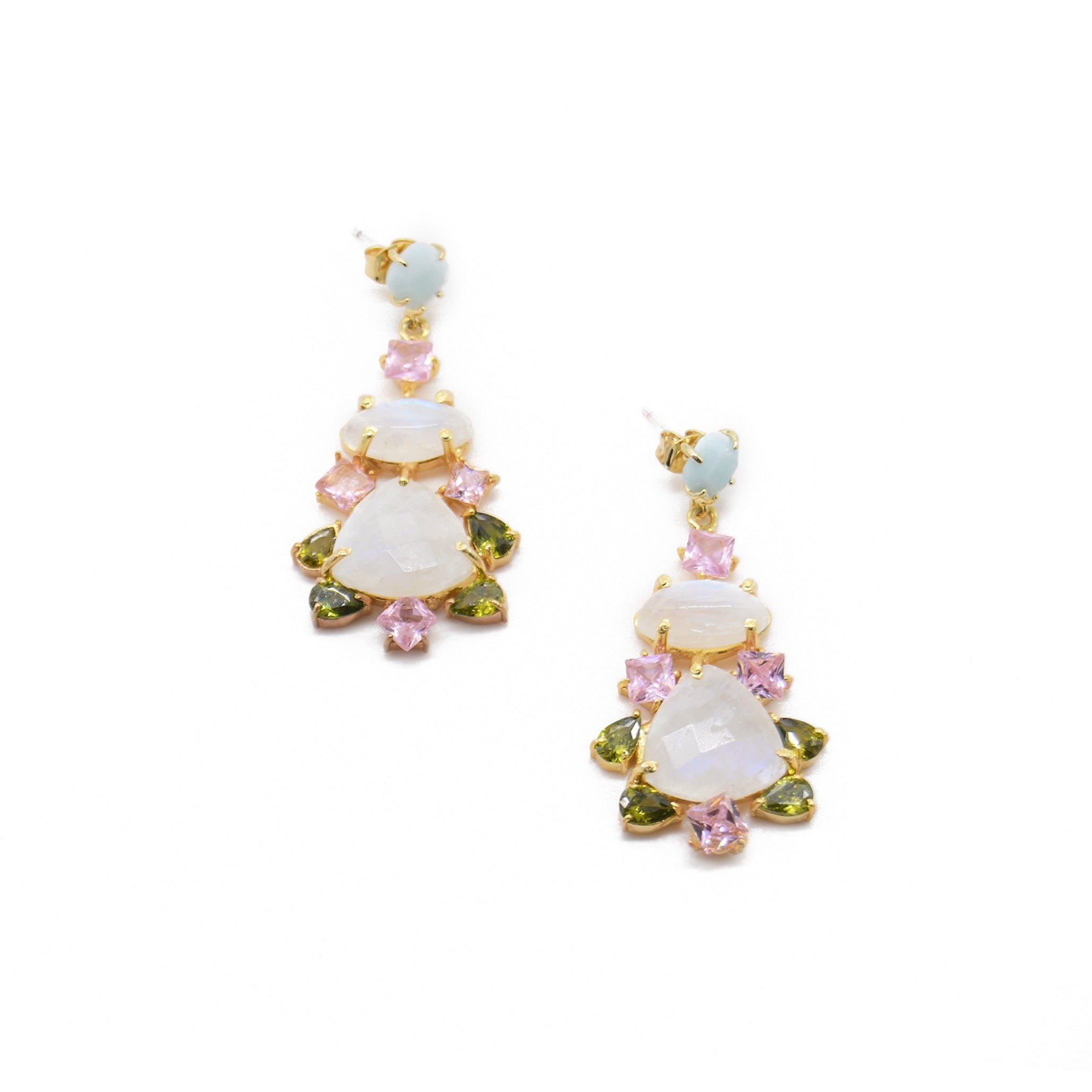 Amazonite & Natural Moonstone Earring