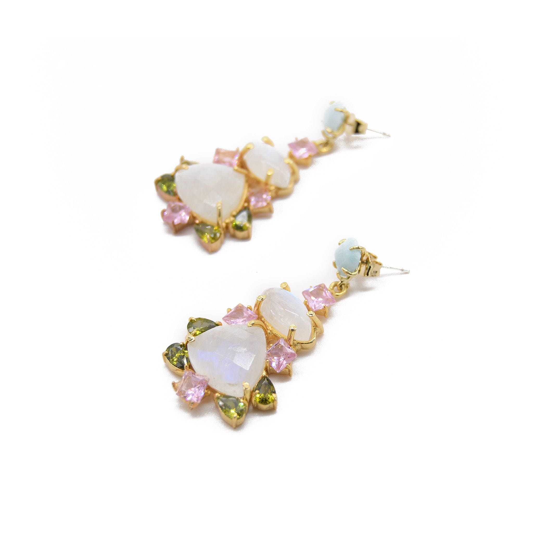 Amazonite & Natural Moonstone Earring
