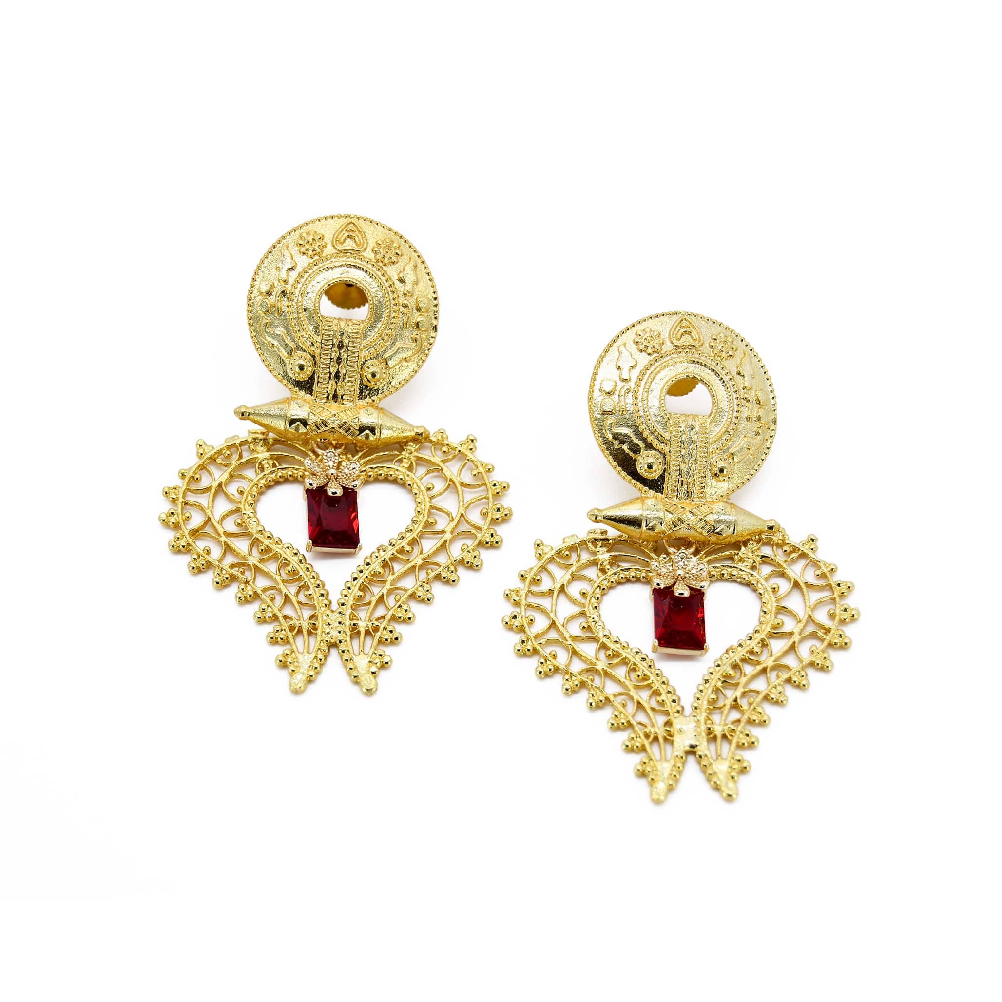 Ruby heart Earring
