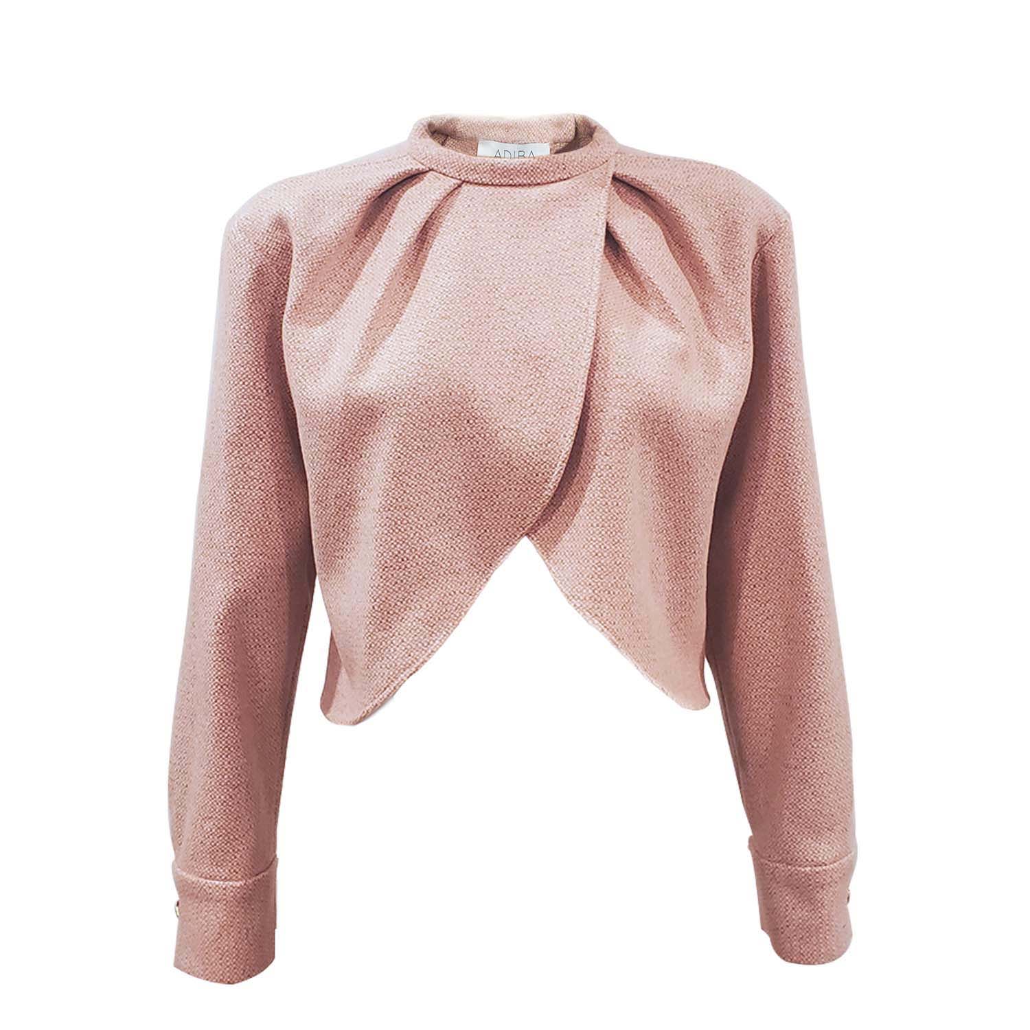 Jacquard Rose Pink Cropped Top