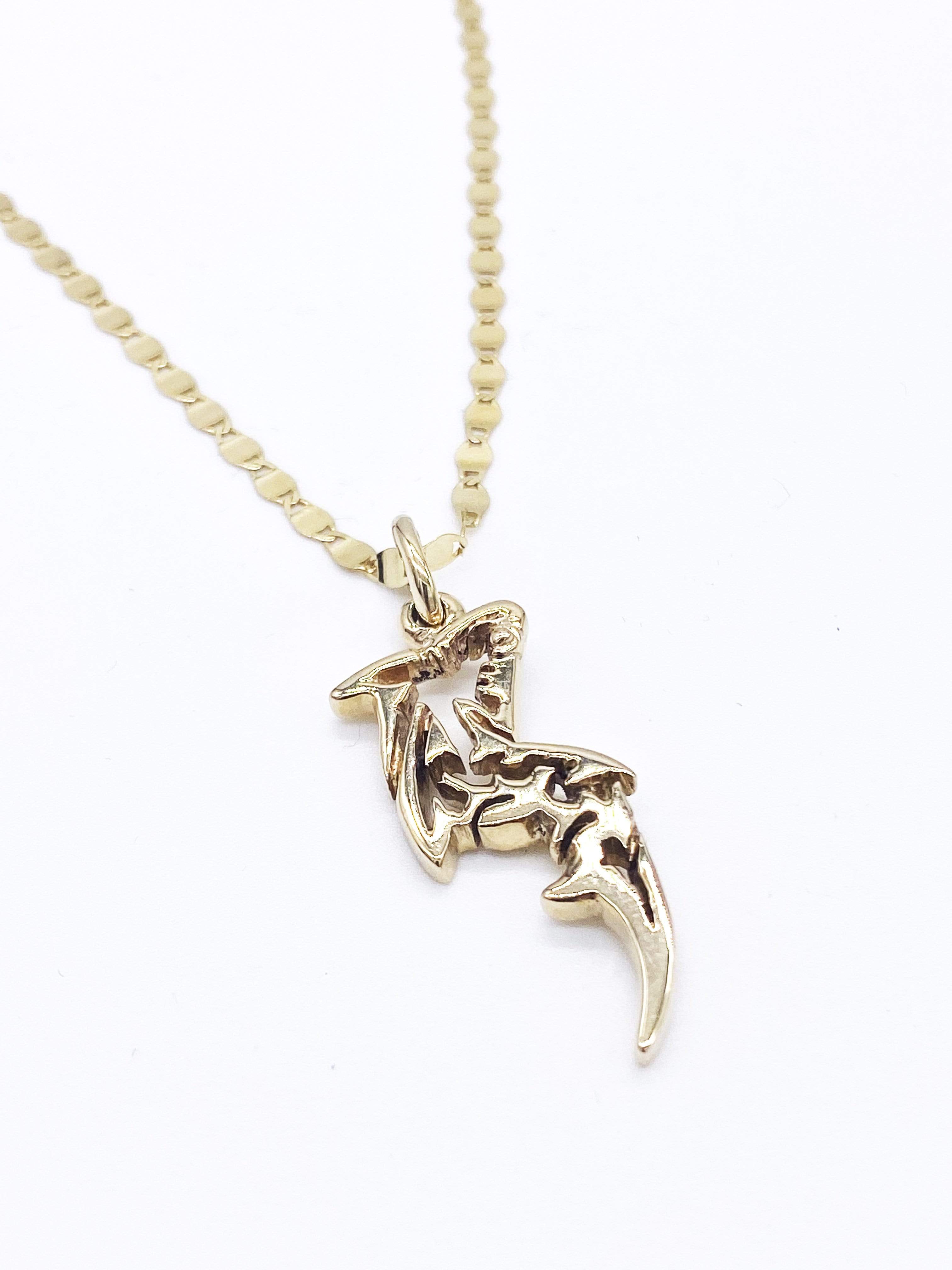 Ocean Rebel necklace 14k Yellow Gold Solid 14k Solid Gold Rebel Pendant Necklace