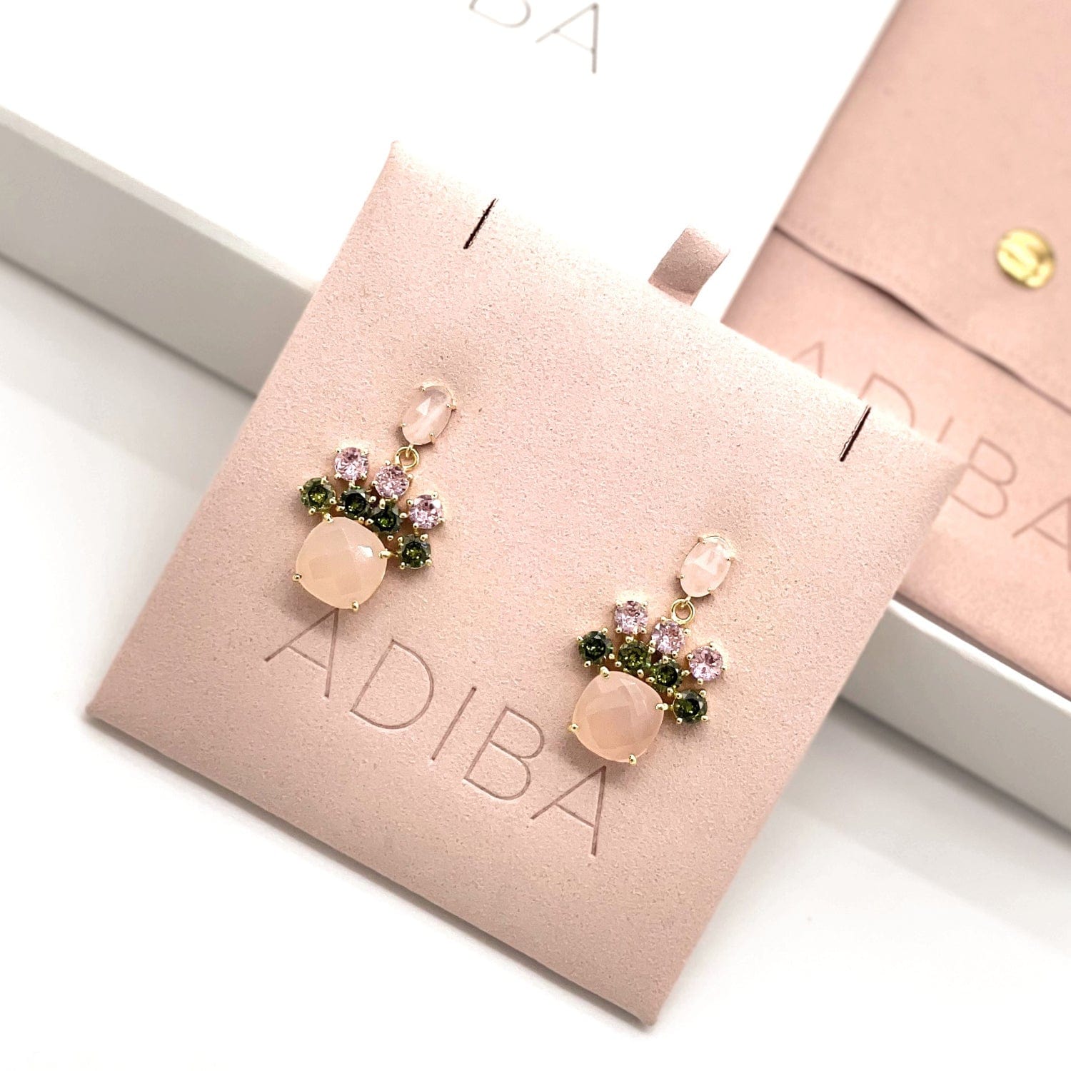 22k Gold Plated Pink Chalcedony Earring
